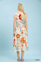 Umgee Floral Smocked Midi Dress