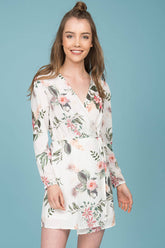 Aryanna Floral Wrap Dress White