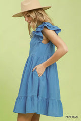 Umgee Ruffle Sleeve Babydoll Dress
