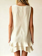 Full Size Sleeveless V-Neck Tiered Ruffle Mini Dress Plus Size