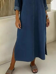 Side Slit V-Neck Midi Dress