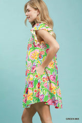 Umgee Floral Ruffle Mini Dress