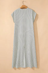 Striped Ruffle Button Front Maxi Dress