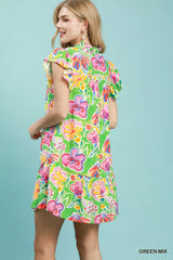 Umgee Floral Ruffle Mini Dress