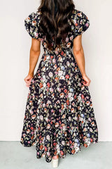 Floral Print Smocked Waist Maxi Dress