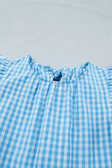 Knot Back Ruffled Short Sleeve Gingham Maxi Dress