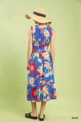 Umgee Floral Smocked Midi Dress