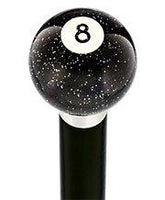 Royal Canes 8 Ball Black Sparkle Round Knob Cane w/ Custom Wood Shaft & Collar