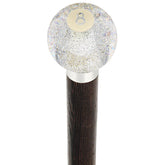 Royal Canes 8 Ball Clear Sparkle Round Knob Cane w/ Custom Wood Shaft & Collar
