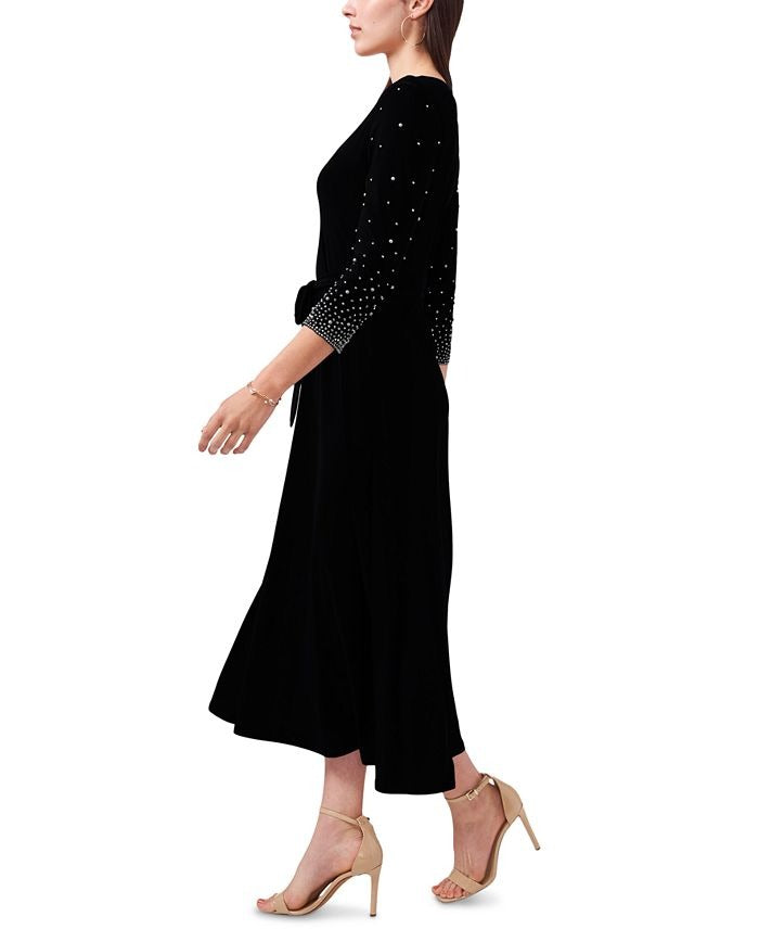 MSK V-Neck Beaded Midi Dress