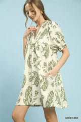 Umgee Mix Paisley Scallop Trim Dress