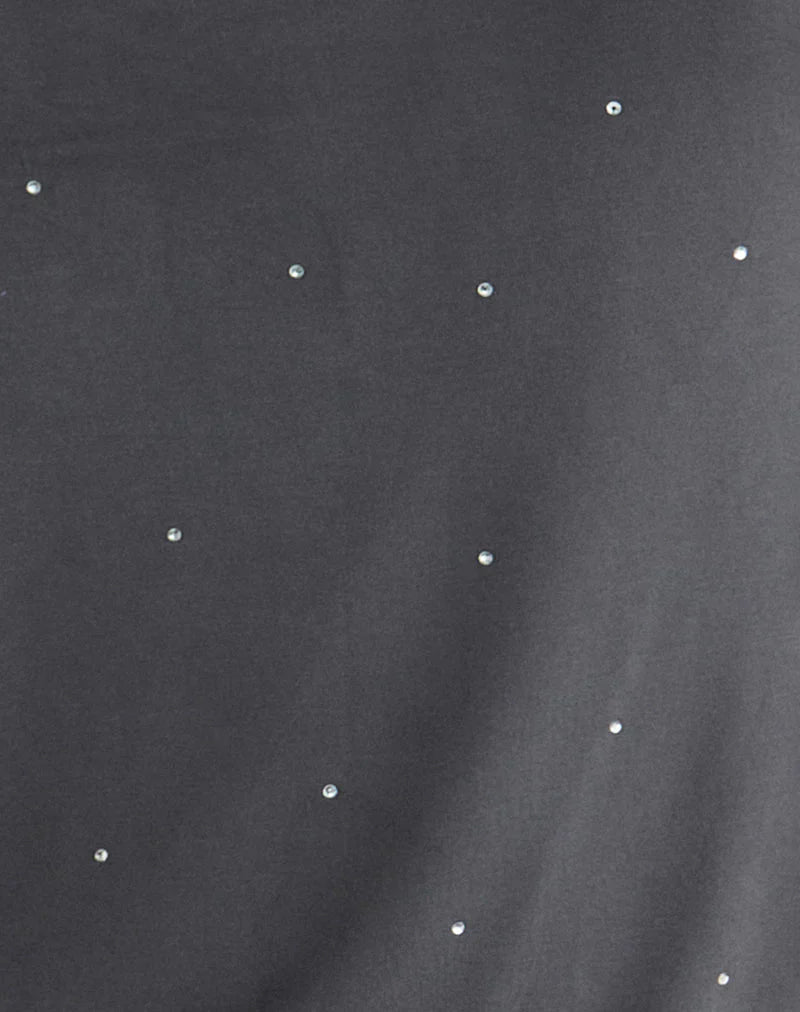 Belia Cinched Waist Mini Dress in Diamante Dark Grey