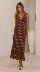 Sammie Maxi Dress - Chocolate/Nude Spot
