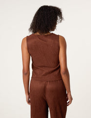 Crinkle Button Front Waistcoat