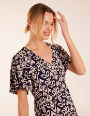 Button Through Elastic Waist Mini Dress