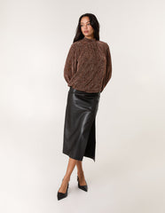 Metallic Puffball High Neck Blouse