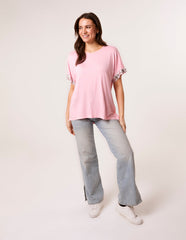 Sequin Trim Oversized Top
