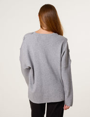 V Neck Button Jumper