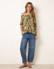 Printed Tie Front Top