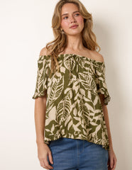 Printed Tie Front Top