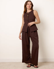 Round Neck Button Through Vest & Trouser Set