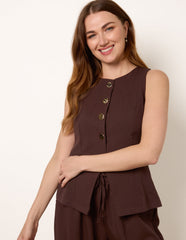 Round Neck Button Through Vest & Trouser Set