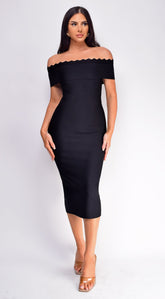 Simona Black Off Shoulder Bandage Dress