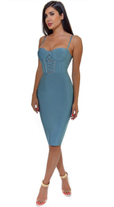 Selah Blue Corset Bustier Bandage Dress
