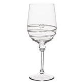 The Amalia Glassware by Juliska is a handmade wine glass featuring an elegant spiral pattern of raised dots around the lower bowl, reflecting timeless Bohemian artistry.