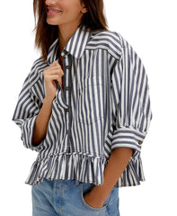 Bailey Stripe Shirt in Navy - Madison's Niche