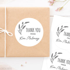 Black and White Botanical Thank You Labels