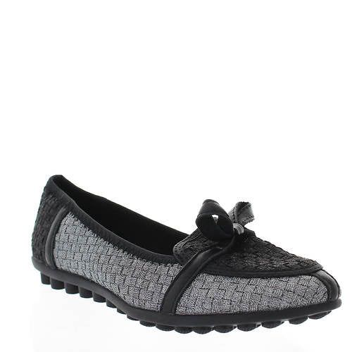 Black & Metallic Women's Flat Leah Black Metallic and Pewter