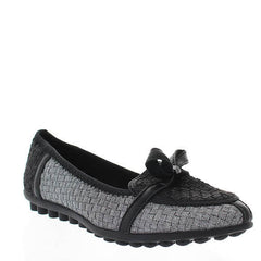 Black & Metallic Women's Flat Leah Black Metallic and Pewter