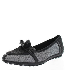 Black & Metallic Women's Flat Leah Black Metallic and Pewter
