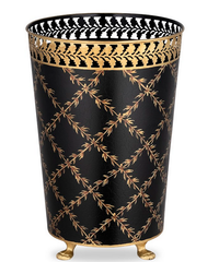 Black Pierced Gold Leaf Tissue Holder or Wastepaper Basket by The Enchanted Home