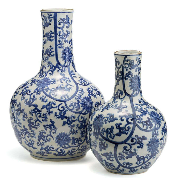 Blue and White Lotus Flower Vase - 2 sizes available - The Preppy Bunny
