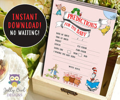 Book Themed Baby Shower Card - Baby Predictions
