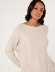 Pocket Slash Scoop Neck Jumper
