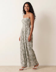 Crinkle Shirred Strappy Jumpsuit