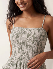 Crinkle Shirred Strappy Jumpsuit