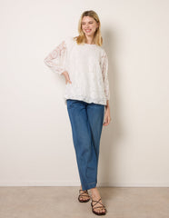 Lace Puffball Batwing Top