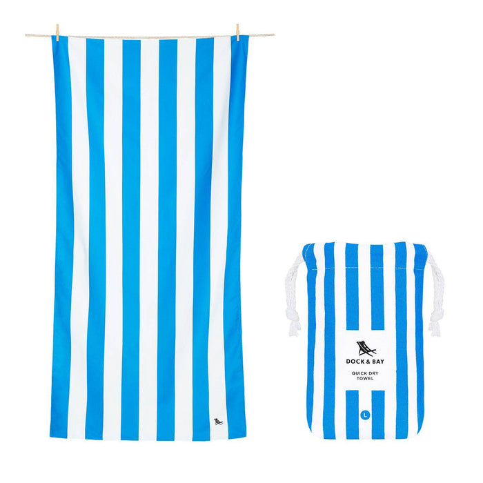 Cabana Stripe Bondi Blue Beach Towel - 2 sizes - The Preppy Bunny