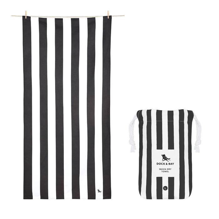 Cabana Stripe Kamari Charcoal Beach Towel - 2 sizes - The Preppy Bunny