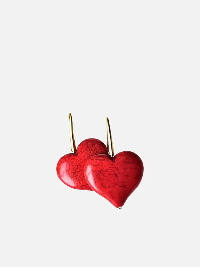 L'ATELIER DES PERLES Chelles Doğal Turkuaz Taşlı Kalp Küpe - Earrings KÜPE