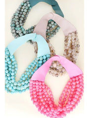 Chunky Beaded Layered Necklace-Multiple Colors