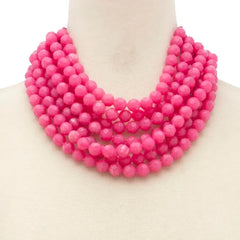 Chunky Beaded Layered Necklace-Multiple Colors