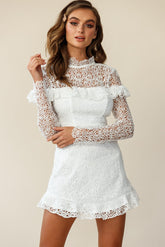 Banks Open Back Lace Overlay Dress White