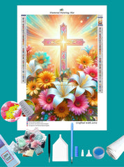Cross and Flowers Diamond Painting