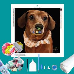Dachshund with Scarf Diamond Painting