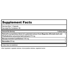 Davinci Labs - Relora with Bacopa 60 vcaps by Unknown - Supplement Facts panel